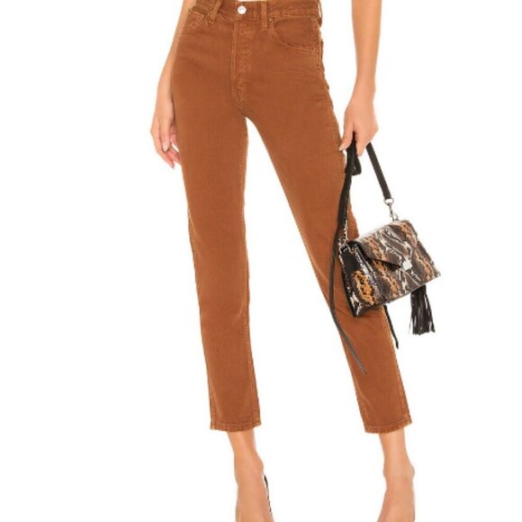 RE/DONE 50"s Cigarette Jeans Terracota cotton button fly Revolve sz 28 - Picture 1 of 4